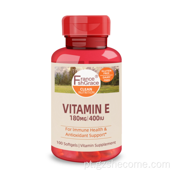 Saúde imune e antioxidante de vitamina e softgels de vitamina E